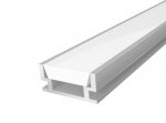 Walkover LED Aluminium 18mm 2M with a Semi Clear Glass Diffuser Silver Finish (IP65)