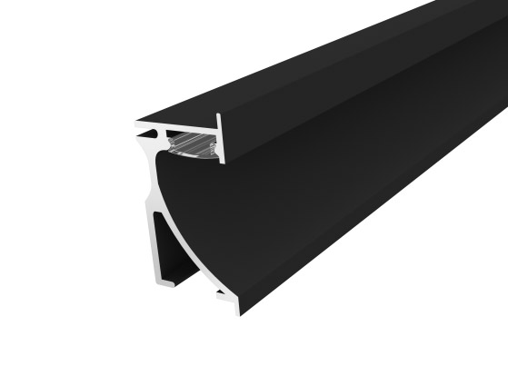 Skirting Profile 70mm Black Finish & Clear Cover (1M)