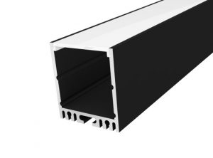 Large Square Profile 35mm Black Finish & Semi Clear Cover (2M)