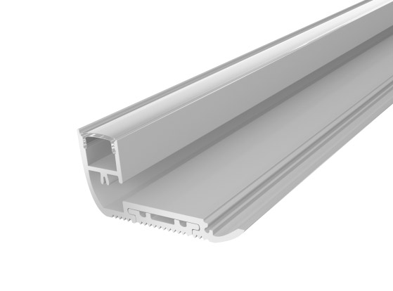 Stair Nosing Profile 65mm Silver Finish & Clear Cover (2M)