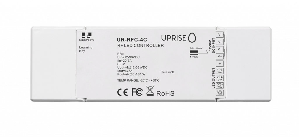 UR-RFC-4C - RF LED controller receiver part, four channels, for RGBW, CCT and single colour