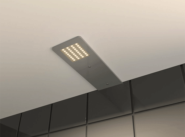 2700k silver undercabinet surface pad light, 4w, 24v.
